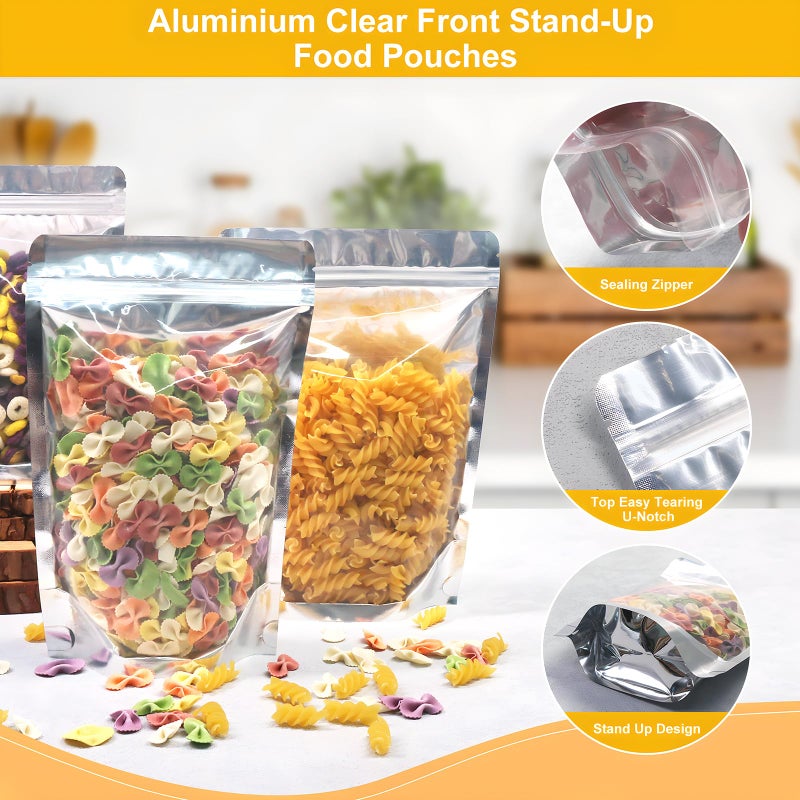 SumDirect Reusable Aluminium Foil Zipper Stand Up Food Pouches Bags with Notch for Food Storage 6.6x9 Inches,28oz,Pack of 50 - Image 4